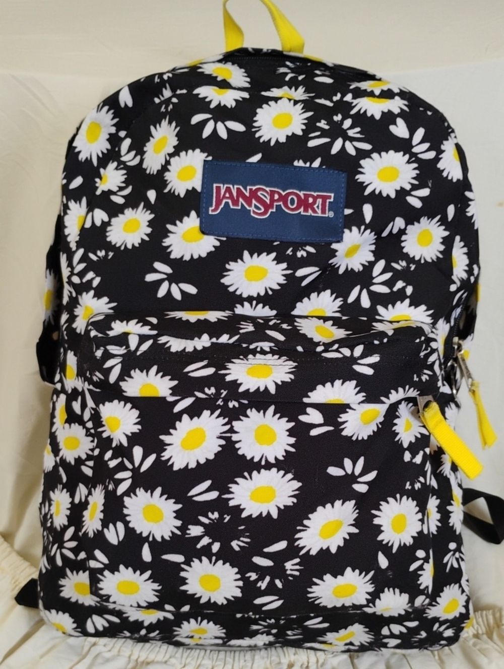 Jansport Black Daisy Backpack with Yellow Accents
